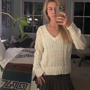 J. Crew Cream V-Neck Sweater